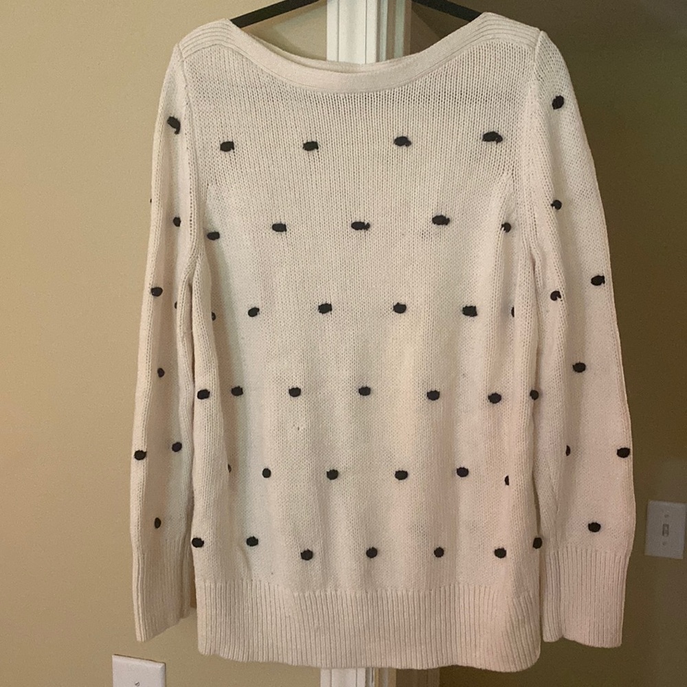 Ann Taylor Loft Textured Pom Pom Knit Sweater